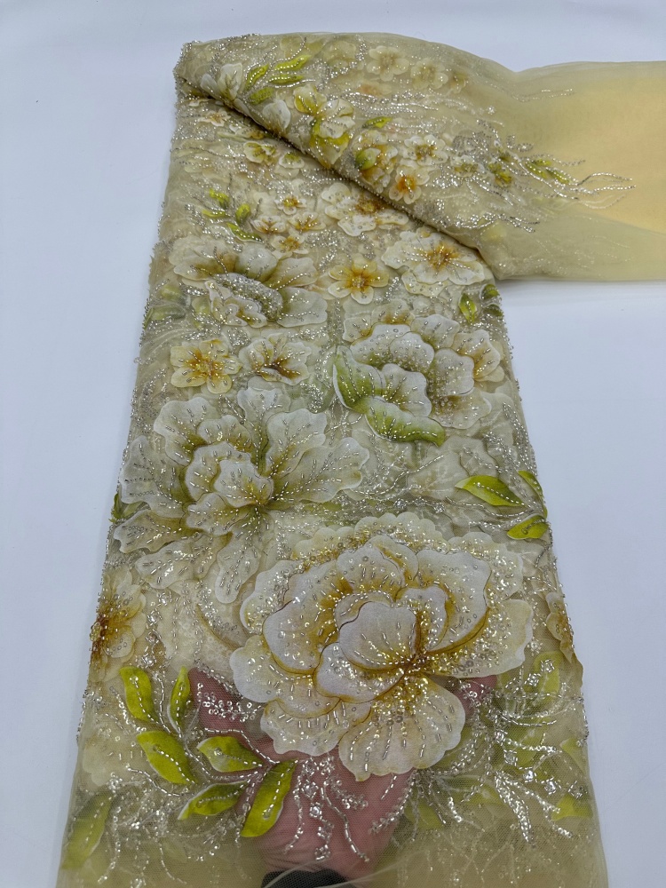 Glitter Tablecloth - Tecido de renda francesa com miçangas,