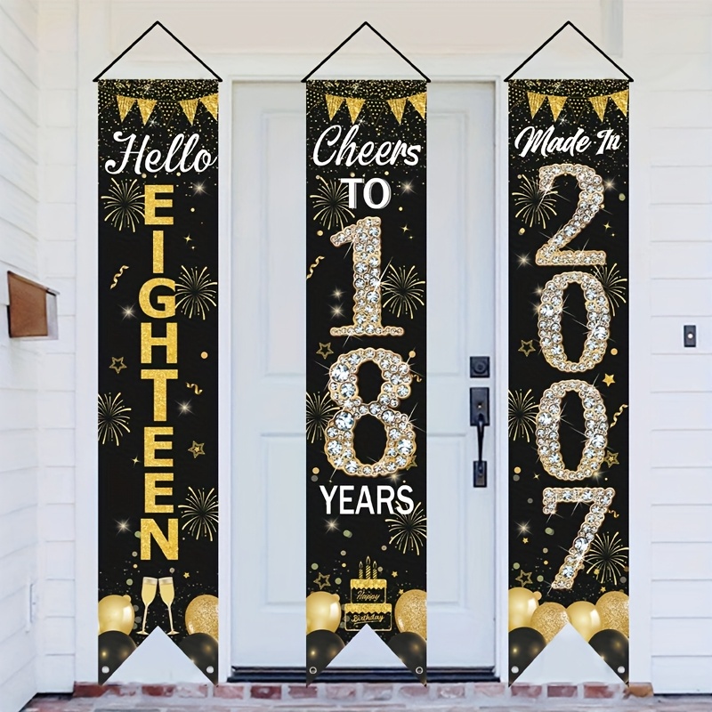 Party Banner Gold - Conjunto de Faixas de Porta 2D
