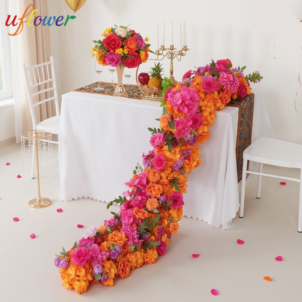 Flower Wall Panel - Uflower 1/2m laranja rosa hortênsia longo