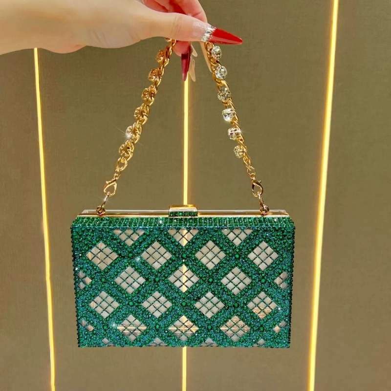Event Party Box - Elegante Clutch Rígida Verde Esmeralda com