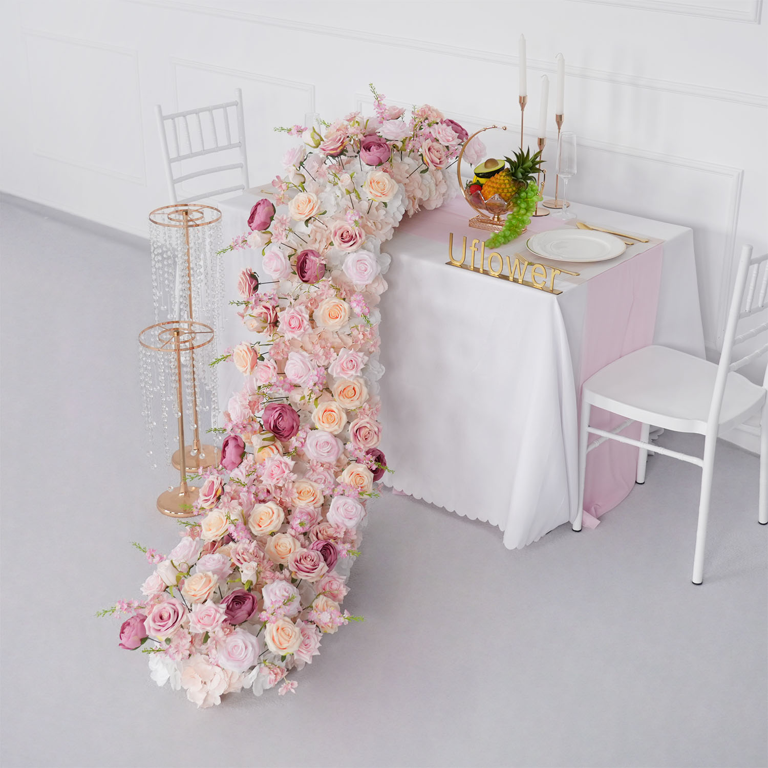 Uflower luxo flor artificial l - Flower Wall Panel avaliação e preço